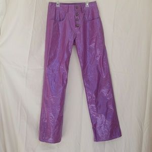 Purple iridescent snakeskin pants